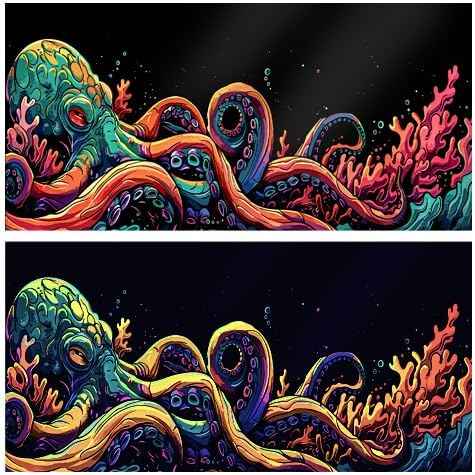 48X24IN Blacklight Octopus Sea Monster HD 3D Black Light Aquarium Background UV Reactive Background Terrarium Background with 10 EVA Double-Sided Tape