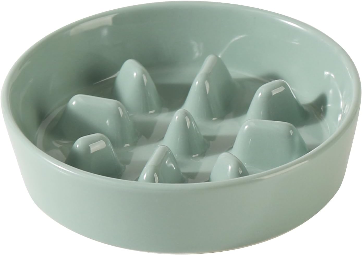 6.1inch Dog Bowl Slow Feeder Ceramic, Slow Pet Food Dish for Small Dog and Cat, Stop Bloat, Preventing Choking(Single Bowl, Beige) - Pet Explorer