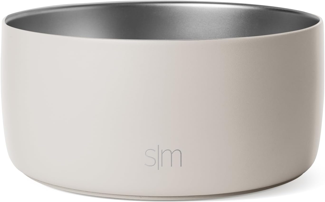 Simple Modern Stainless Steel Pet Water Bowl for Dogs & Cats | Reusable Insulated Stainless Steel Food Bowls for Dog Cat | No Tip No Slip BPA Free | Bentley Collection | Medium (32oz) | Almond Birch - Pet Explorer