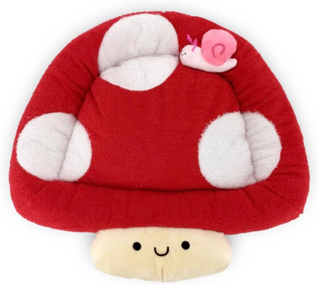 TONBO Soft Plush Small Cute and Cozy Nature Dog Cat Bed, Washer and Dryer Friendly (Mushroom) - Pet Explorer