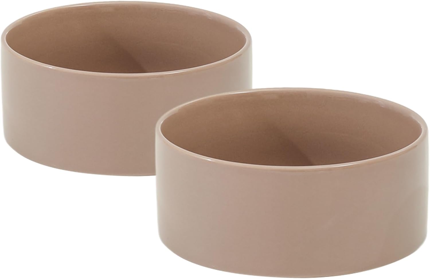 Ceramic 5.1inch Set of 2 Dog and Cat Bowls, 2pcs Anti-Slip Food and Water Feeder Dishes for Puppies, Kitties, Cats(2 Bowls, Brown Coffee) - Pet Explorer