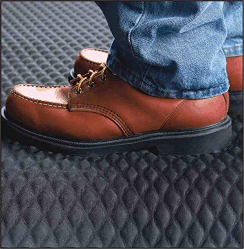 American Floor Mats Hog Heaven Premium 7/8" Black & Yellow Border 4' x 8' Nitrile Backed Anti-Fatigue Comfort Mat