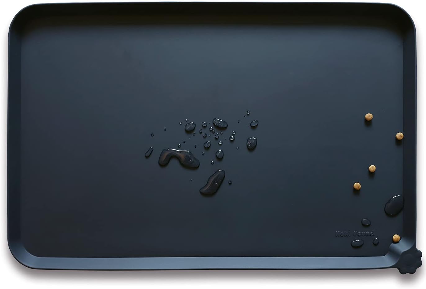 Hoki Found L Silicone Non Slip Pet Dog Cat Bowl Mats - Placemat, Waterproof Food Mats for Carpet - Black - Pet Explorer