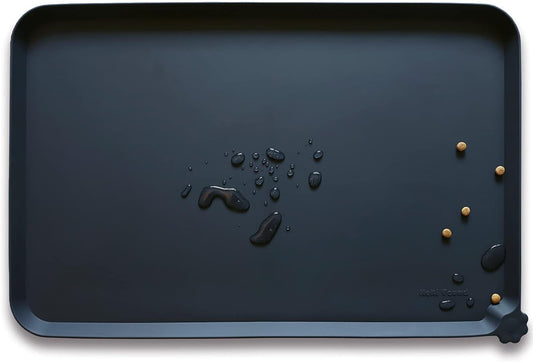 Hoki Found Silicone Pet Food Mats Tray - Non Slip Pet Bowl Mats Placemat - Dog Cat Feeding Mat - Waterproof Dog Food Mats -Pet Water Mats for Floors -Black - Pet Explorer