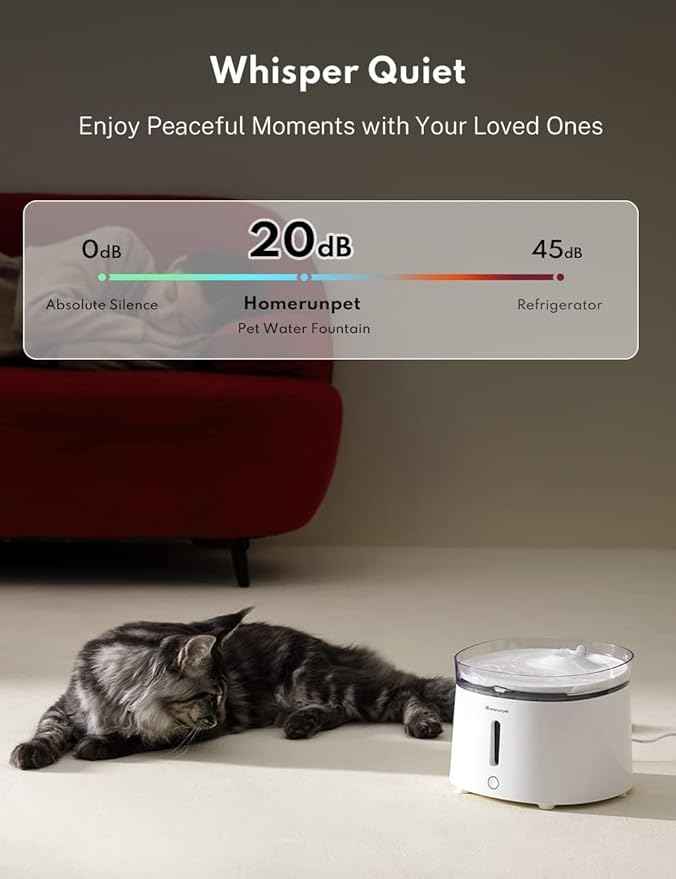 HomeRunPet Silent Cat Water Fountain, 68 oz/2L, Pet Fountain Wireless Pump, Dog Water Dispenser, Dual Mode, Quick Assembly & Easy-Clean, Filters Included