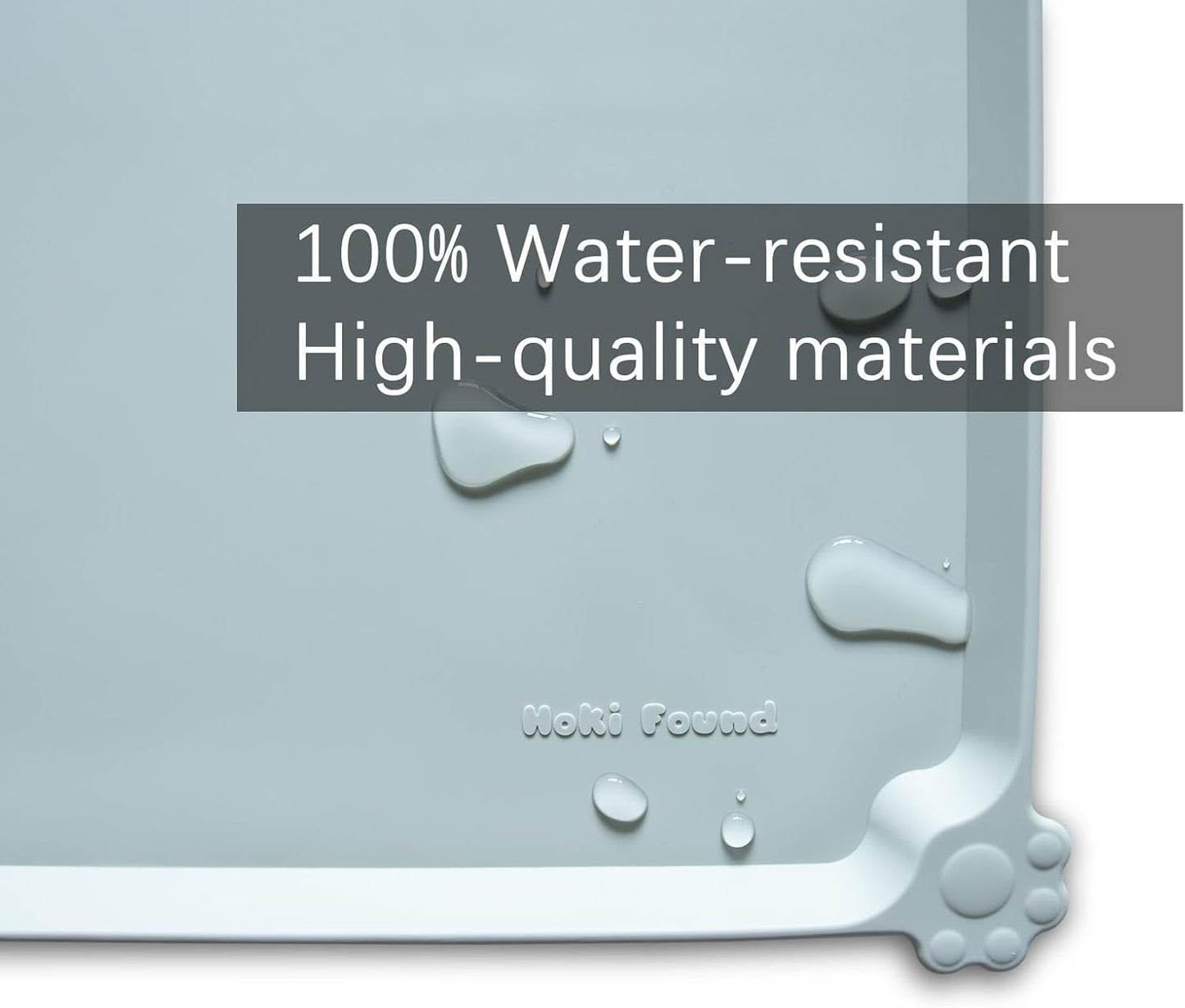 Hoki Found L Silicone Pet Feeding Mats with Higher Lips - Non Slip Pet Dog Cat Bowl Mats - Waterproof - Suitable for Carpet - Battleship - Pet Explorer