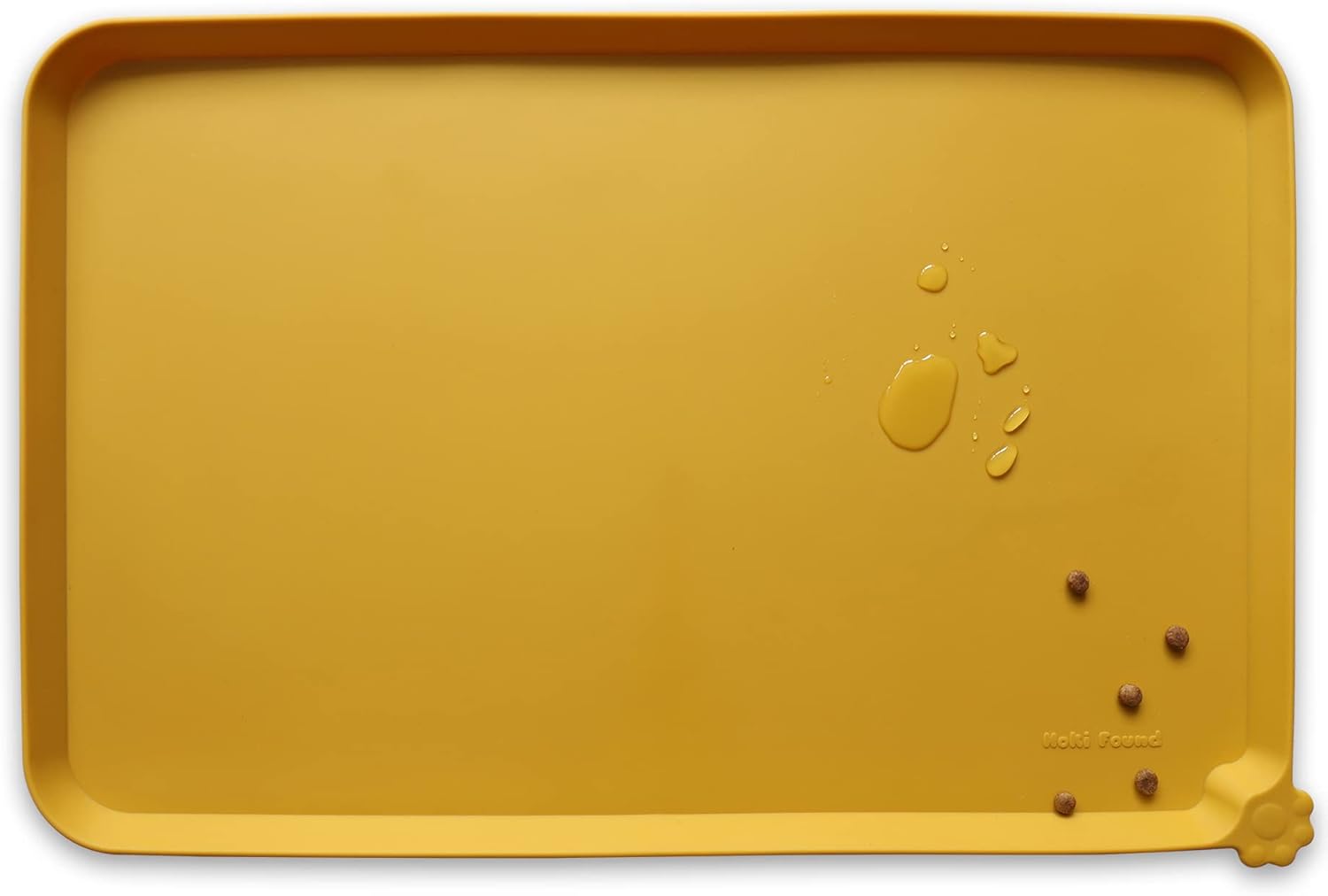 Hoki Found Large Silicone Pet Food Mats Tray - Non Slip Pet Dog Cat Bowl Mats Placemat - Dog Pet Cat Feeding Mat - Waterproof Dog Cat Food Mats -Pet Water Mats for Carpet - Honey - Pet Explorer