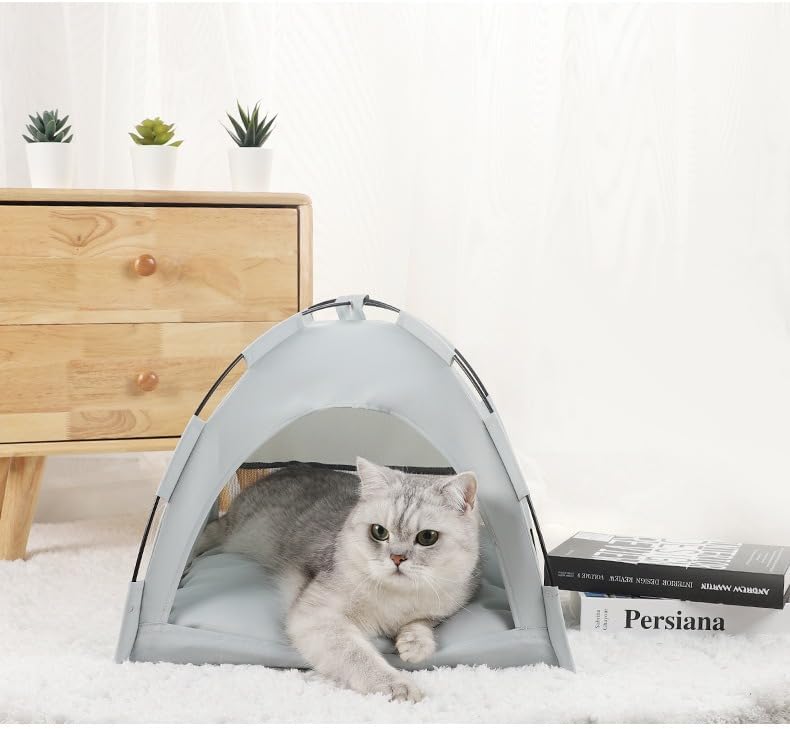 Cat Tent – Lightweight & Breathable Waterproof Shelter Designed for Indoor/Outdoor Adventures, Giving Your pet Safe Outdoor Exploration Joy. (Slate Gray, 19.7×19.7in) - Pet Explorer