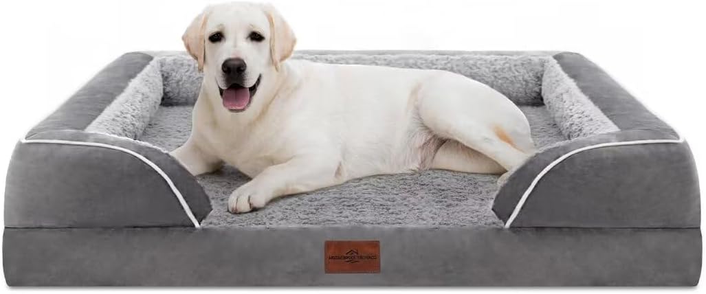 Comfort Expression Jumbo Dog Bed for Extra Large Dogs, Waterproof Orthopedic Dog Bed, Large Breed Dogs Beds, PV Washable Sofa Beds with Removable Cover & Non-Slip Bottom(Jumbo,Grey) - Pet Explorer