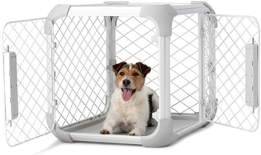 DIGGS Evolv Dog Crate - Slim, Durable Dog Kennel with Removable Ceiling Panel and Modular Design - Safe, Stylish, and Convenient (Ash, Small) - Pet Explorer