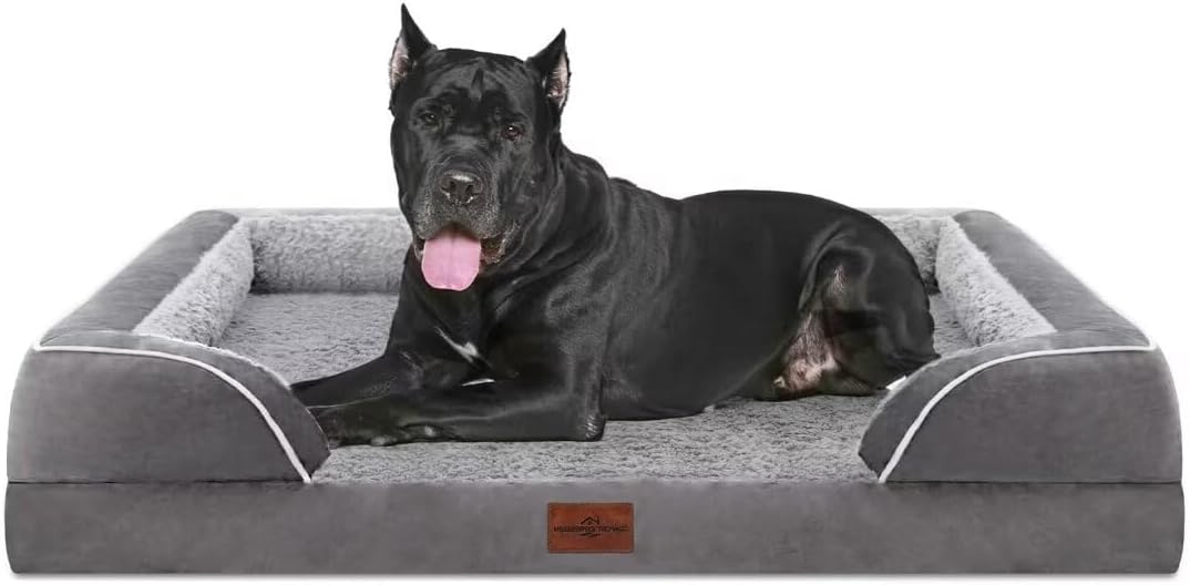 Comfort Expression XXL Orthopedic Dog Bed for Extra Large Dogs, Waterproof Orthopedic Foam Dog Beds, Washable Dogs Sofa Beds with Removable Cover & Non-Slip Bottom(XX-Large,Grey) - Pet Explorer
