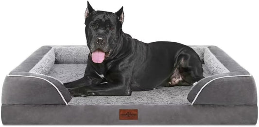 Comfort Expression XXL Orthopedic Dog Bed for Extra Large Dogs, Waterproof Orthopedic Foam Dog Beds, Washable Dogs Sofa Beds with Removable Cover & Non-Slip Bottom(XX-Large,Grey) - Pet Explorer