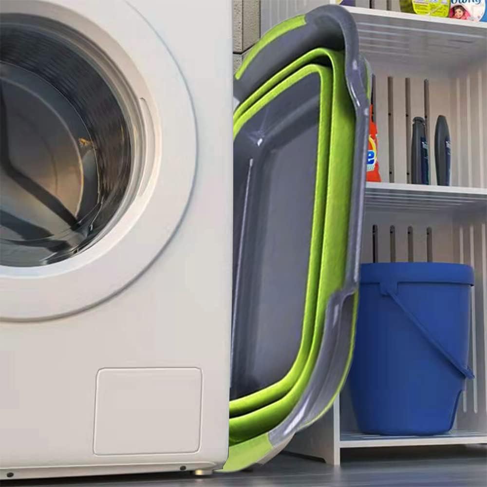 Multipurpose Collapsible Pet Bathtub with Drainage Hole for Puppy Small Dogs Cats, Portable Laundry Basket-Foldable Bathing Tub-Storage Organizer, 7.1 Gal/27L (Green,1) - Pet Explorer