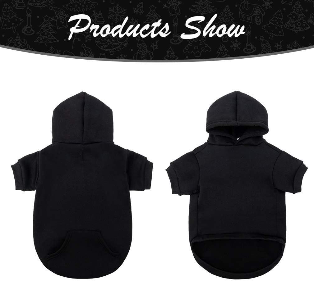 KOOLTAIL Basic Dog Hoodie - Soft and Warm Dog Hoodie Sweater with Leash Hole and Pocket, Dog Winter Coat, Cold Weather Clothes Sweatshirt for Small Medium Large Dogs Puppy Cat Boys Girls Black S