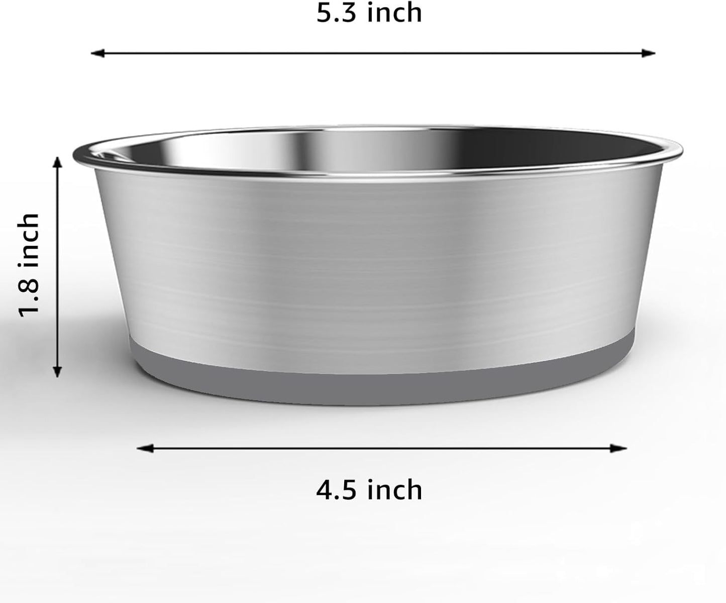 YINGFAN Stainless Steel Dog Bowls, 2 Pack Metal Dog Bowls with Non-Slip Rubber Base, Durable Food and Water Bowl for Small, Puppy Dogs, Holds 2 Cups, BPA-Free, Dishwasher Safe (Gray) - Pet Explorer