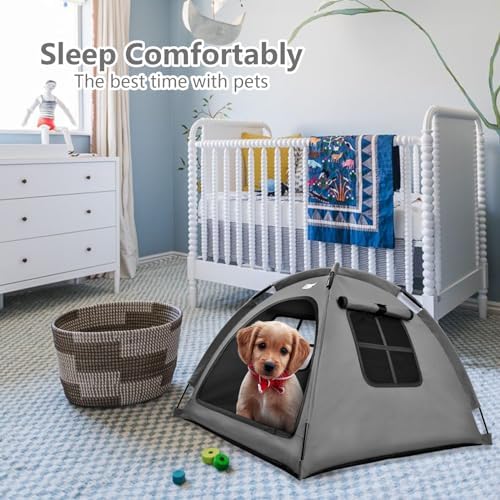 Cat and Dog Outdoor Waterproof Tent House - Indoor/Outdoor Cave Nest Bed for Small Dogs, Cats, Bunnies - Washable (Gray, Small) - Pet Explorer