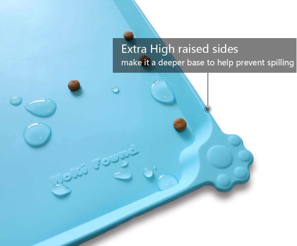 Hoki Found Large Silicone Non Slip Pet Dog Cat Bowl Mats - Waterproof Food Mats for Carpet - Arctic - Pet Explorer
