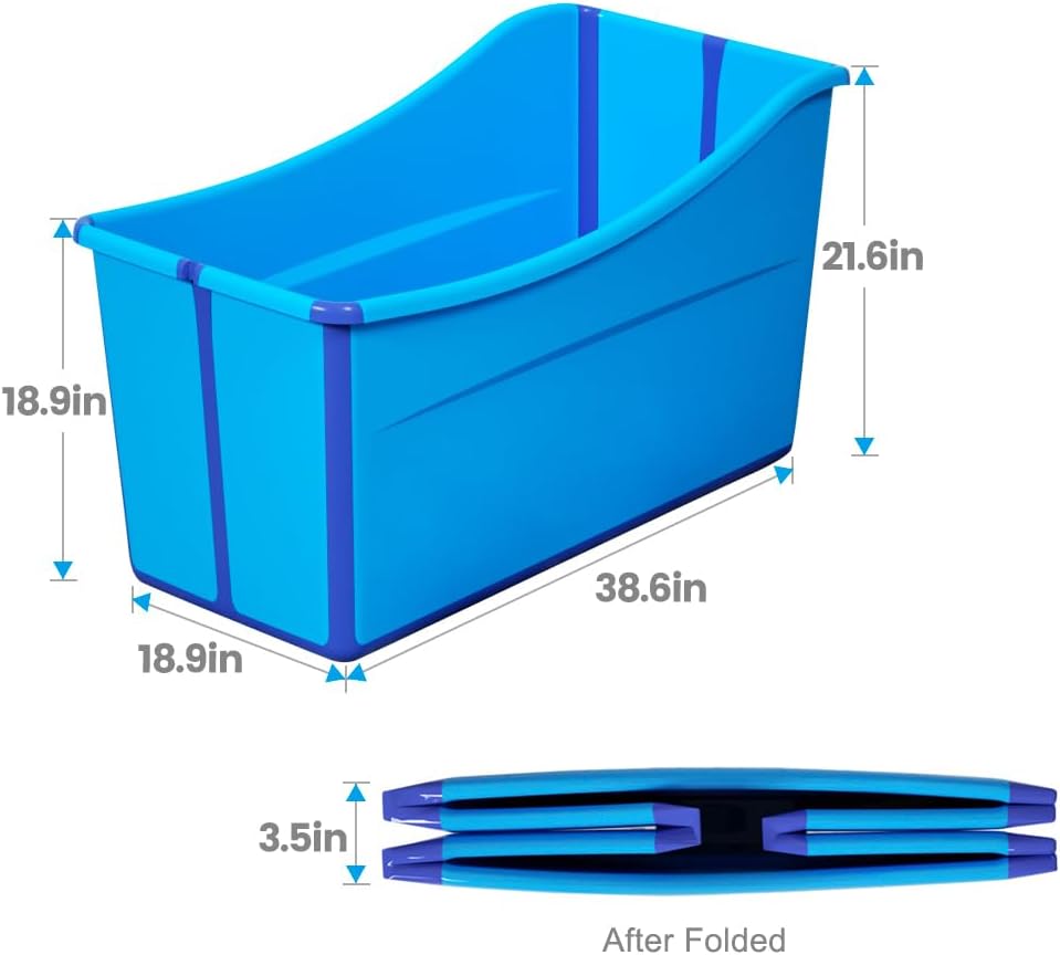 Portable Dog Bathtub for Large Dogs - 48.4Gal Foldable Pet Wash Station with Drain Plug, Insulated & Non-Slip Design for Indoor/Outdoor Bathing, Grooming, Camping（Blue） - Pet Explorer