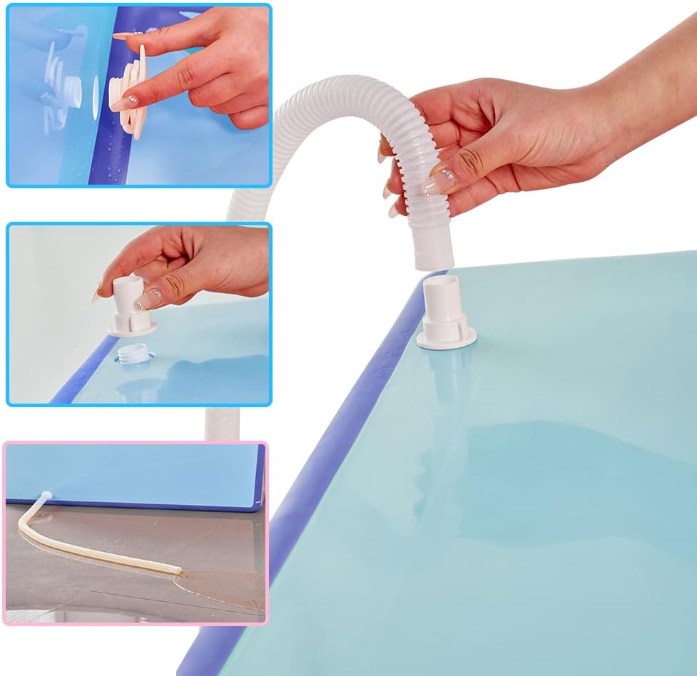 Portable Dog Bathtub for Large Dogs - 48.4Gal Foldable Pet Wash Station with Drain Plug, Insulated & Non-Slip Design for Indoor/Outdoor Bathing, Grooming, Camping（Blue） - Pet Explorer