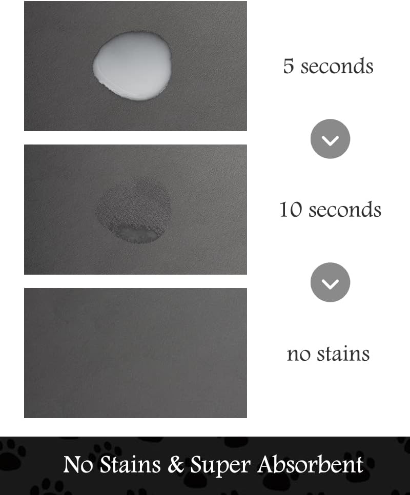 Pet Feeding Mat-Absorbent Dog Mat for Food and Water Bowl-No Stains Quick Dry Water Dispenser Mat-Dog Accessories Pet Supplies-Bowl for Messy Drinkers（Darkgrey,17"x34" - Pet Explorer