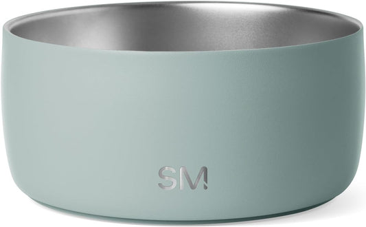 Simple Modern Stainless Steel Pet Water Bowl for Dogs & Cats | Insulated Stainless Steel Food Bowls for Dog Cat | No Tip No Slip BPA Free | Bentley Collection | Medium (4 Cups) | Sea Glass Sage - Pet Explorer