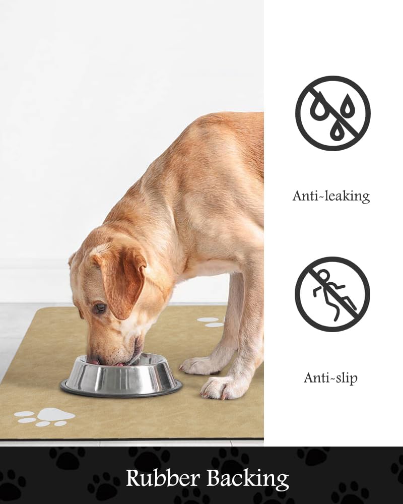 Pet Feeding Mat-Absorbent Dog Mat for Food and Water Bowl-No Stains Quick Dry Water Dispenser Mat-Dog Accessories Pet Supplies-Bowl for Messy Drinkers（Beige,16"x24" - Pet Explorer