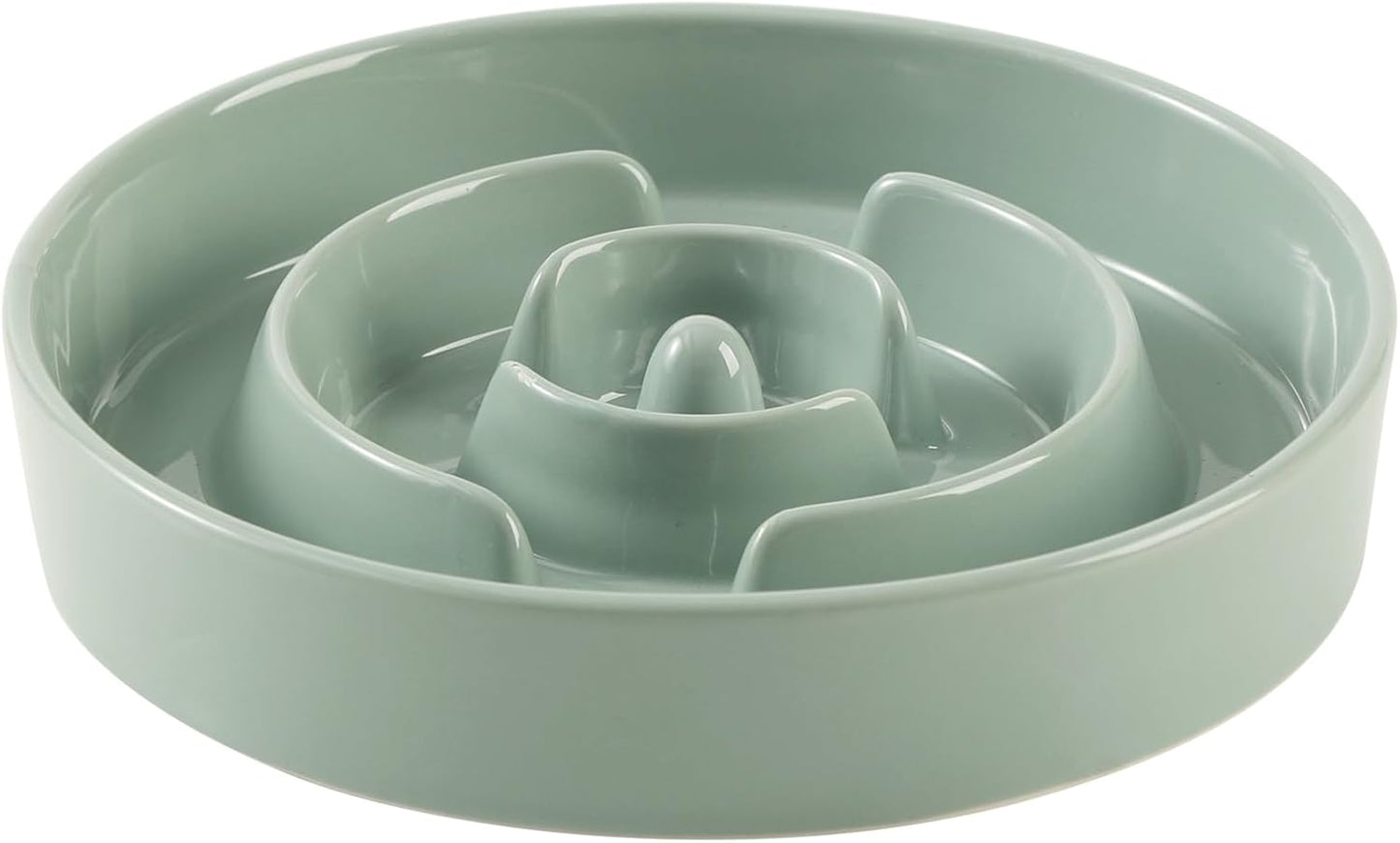 8.2inch Ceramic Slow Feeder Dog Bowl for Medium and Large Breed, Puzzle Dog Food Dish, Anti-Gulping, Pet Slow Feeder, Stop Bloat, Preventing Choking (Single Bowl-Light Green) - Pet Explorer