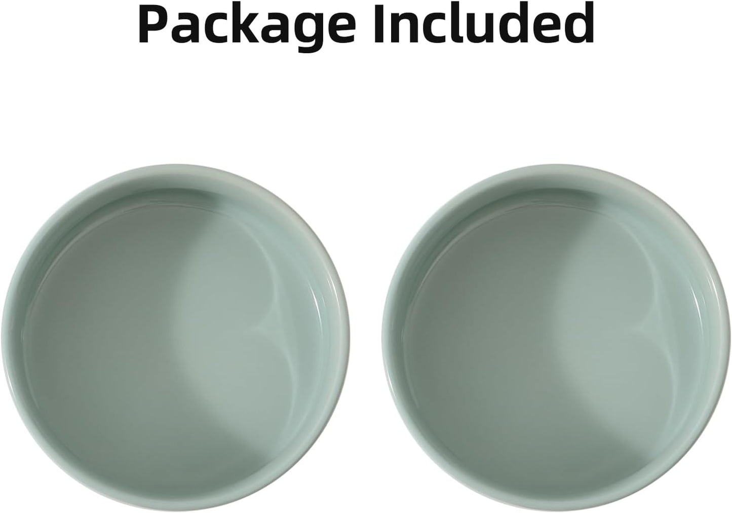 Ceramic 5.1inch Set of 2 Dog and Cat Bowls, 2pcs Anti-Slip Food and Water Feeder Dishes for Puppies, Kitties, Cats(2 Bowls, Light Green) - Pet Explorer