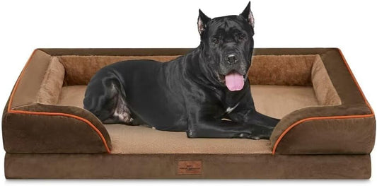 Comfort Expression XXL Orthopedic Dog Bed for Extra Large Dogs, Washable Dogs Sofa Bed, Waterproof Orthopedic Foam Dog Beds with Removable Cover & Non-Slip Bottom(XX-Large,Brown) - Pet Explorer
