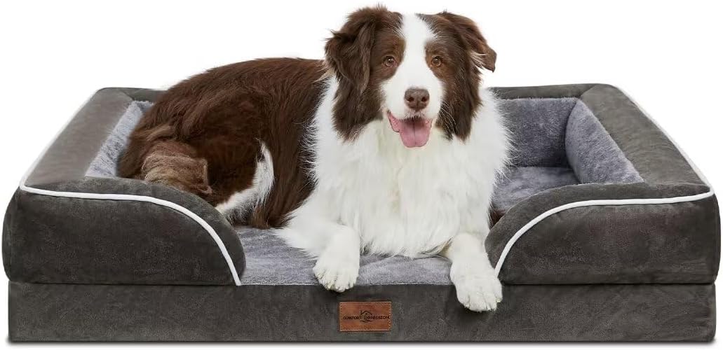 Comfort Expression Waterproof Orthopedic Foam Dog Beds for Large Dogs, Dog Beds Sofa Comfy Pet Bed with Washable Removable Cover & Non-Slip Bottom(Large,Dark Green) - Pet Explorer