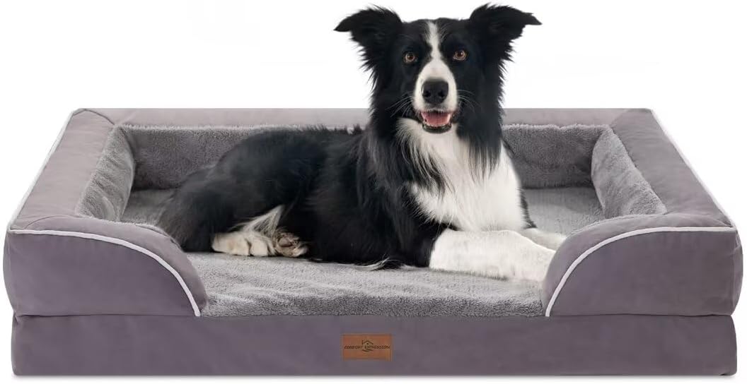 Comfort Expression Large Dog Beds Waterproof Comfy Pet Bed for Dogs Sofa, Orthopedic Foam Dog Beds with Washable Removable Cover & Non-Slip Bottom(Large,Purple) - Pet Explorer