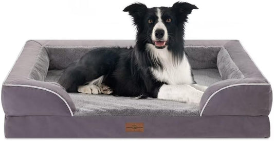 Comfort Expression Large Dog Beds Waterproof Comfy Pet Bed for Dogs Sofa, Orthopedic Foam Dog Beds with Washable Removable Cover & Non-Slip Bottom(Large,Purple) - Pet Explorer
