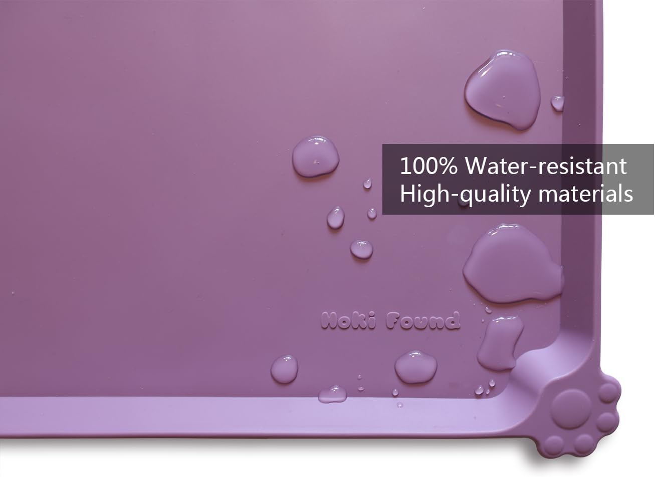 Hoki Found X-Large Silicone Pet Food Mats - Non-Slip Pet Dog Cat Bowl Placemats - Waterproof Food & Water Mats for Carpet - Amethyst - Pet Explorer