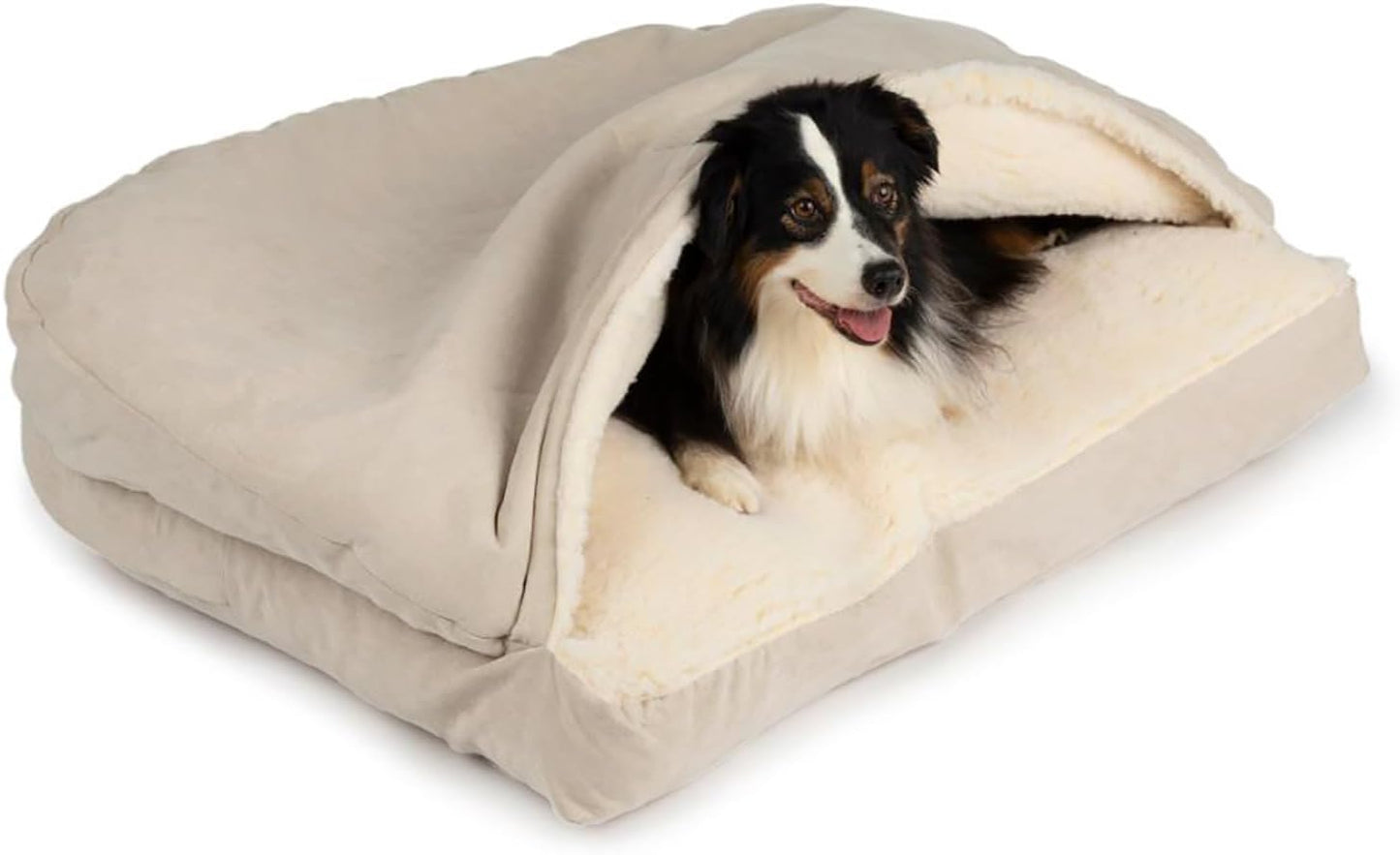 Snoozer Pet Products Luxury Rectangle Cozy Cave Dog Bed with Microsuede, Small, Buckskin - Pet Explorer