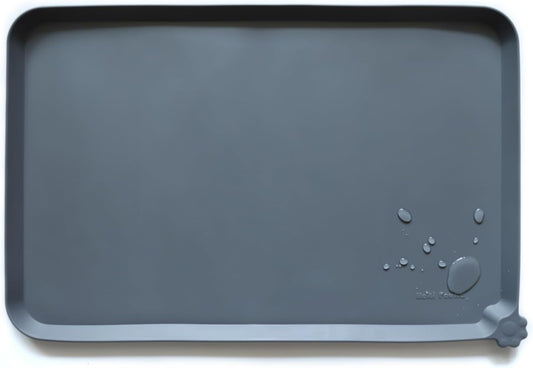 Hoki Found L Silicone Pet Food Mats - Non Slip Pet Dog Cat Bowl Mats - Gray - Pet Explorer