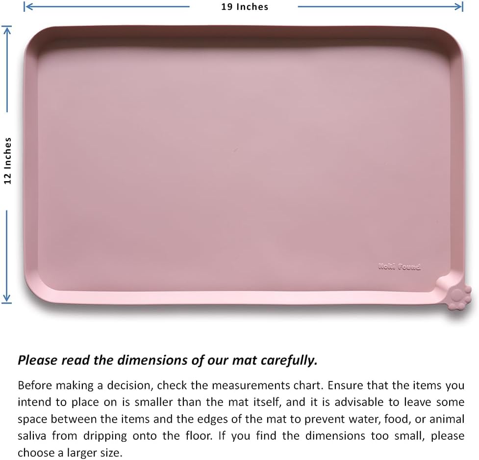 Hoki Found Silicone Pet Food Tray - High-Lips Dog Cat Bowl Mats - Waterproof Dog Cat Food Mats - Neutral Pink - Pet Explorer