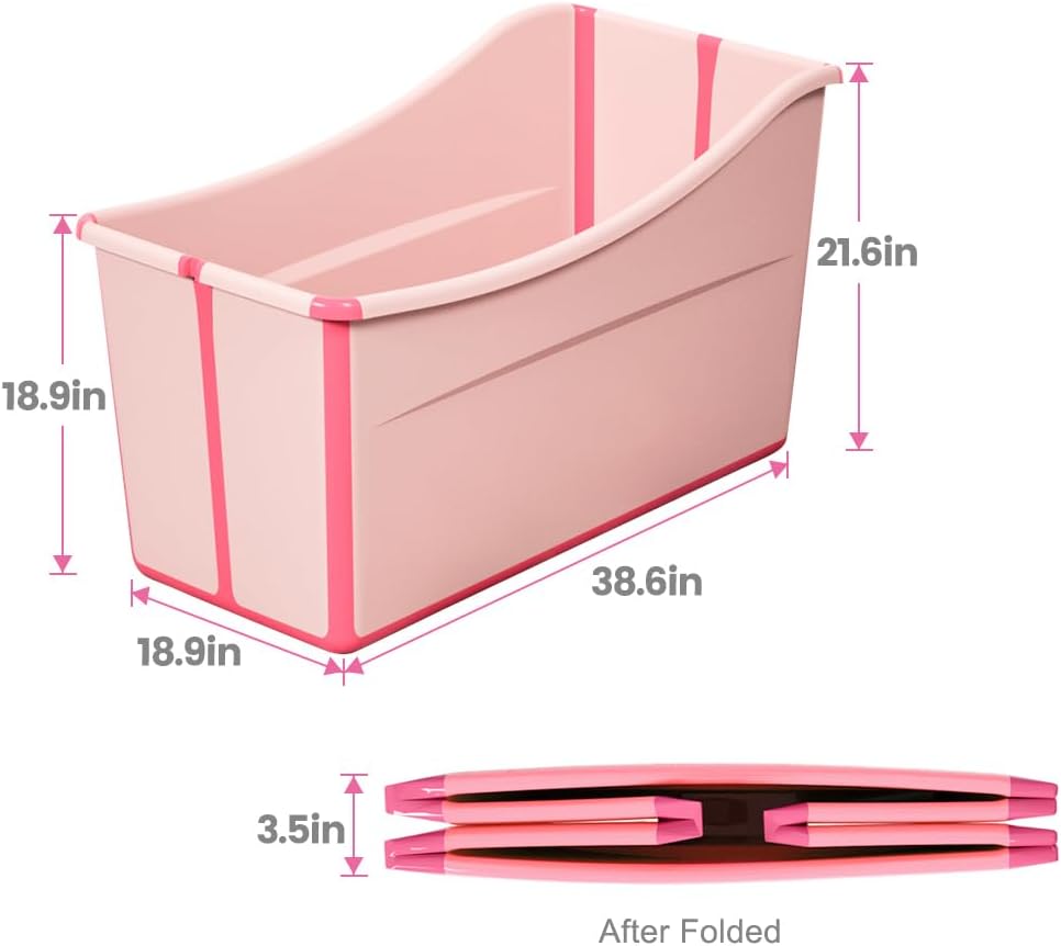 Portable Dog Bathtub for Large Dogs - 48.4Gal Foldable Pet Wash Station with Drain Plug, Insulated & Non-Slip Design for Indoor/Outdoor Bathing, Grooming, Camping（Pink） - Pet Explorer