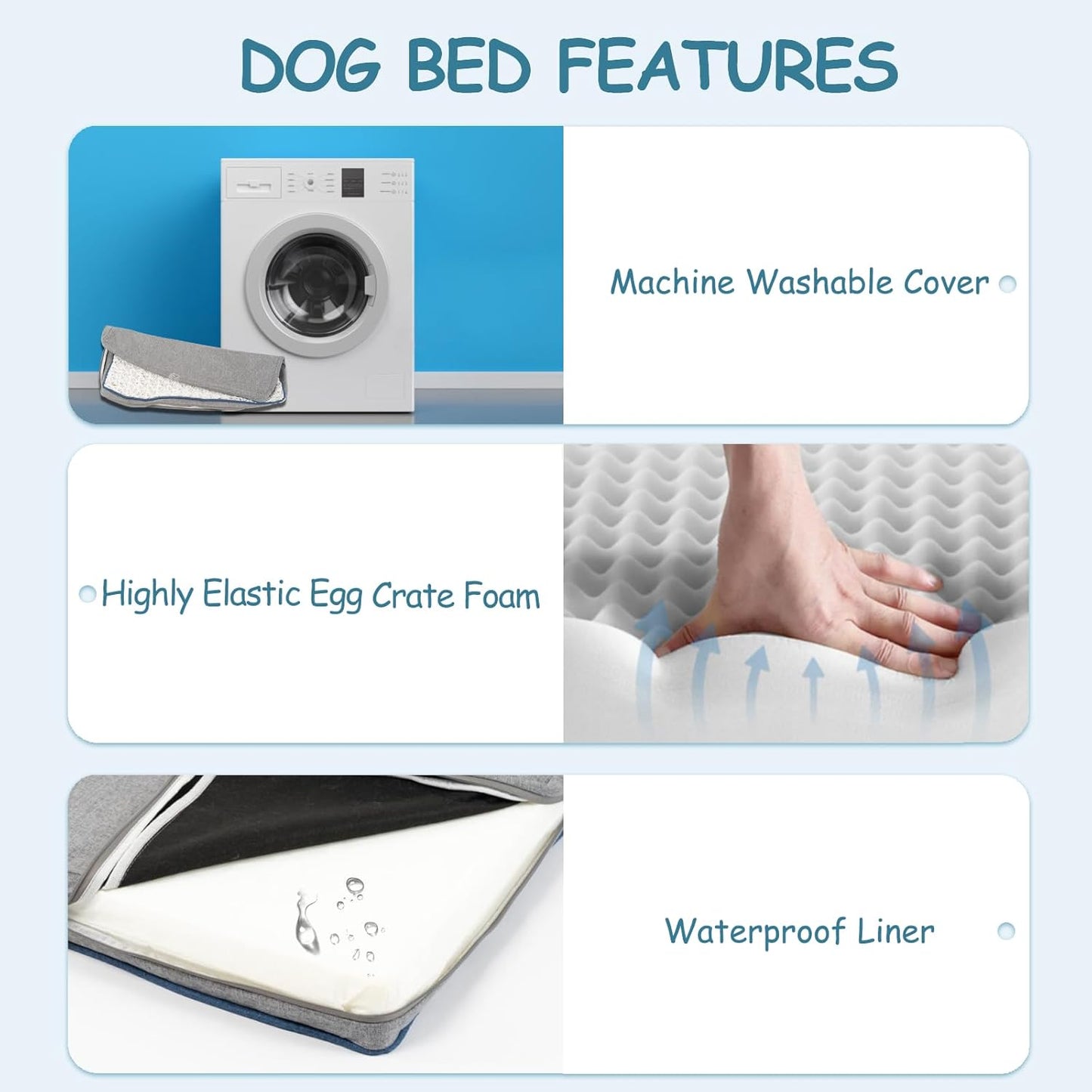 EMPSIGN Reversible Cool and Warm Dog Bed for Crate Pad, Pet Beds with Washable and Removable Cover, Dogs Crate Bed Sleeping Mats, Bed for Dog Crate for Large Medium Small Dogs, Grey