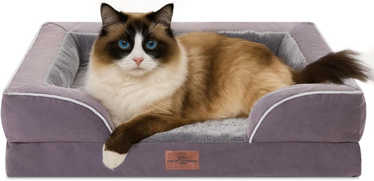 Comfort Expression Small Dog Beds Waterproof Cat Beds Orthopedic Foam Sofa Beds for Small Dogs Comfy Pet Bed with Washable Removable Cover & Non-Slip Bottom(XX-Small,Purple) - Pet Explorer