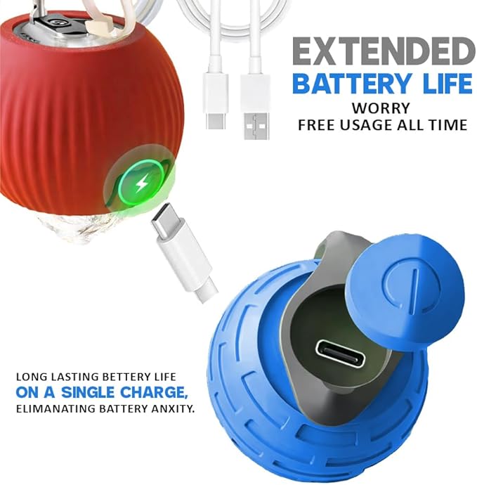 Interactive Cat Ball Toy – Smart Rolling Pet Ball with Obstacle Avoidance, USB Rechargeable, Cord Tail Design – Fun Enrichment Toy for Indoor Cats & Small Dogs (Blue + Red)