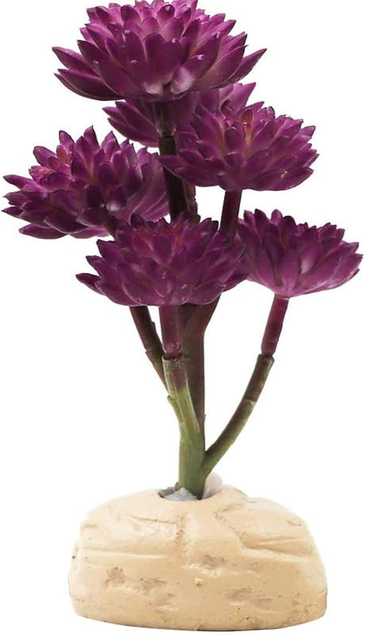 Reptile Plants Artificial Terrarium Plants Reptile Plastic Plants for Reptile Habitats with Base -Purple…