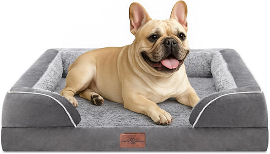 Comfort Expression Small Dog Beds Waterproof Orthopedic Foam Dog Sofa Beds for Medium Dogs Comfy Pet Bed with Washable Removable Cover & Non-Slip Bottom(Small,Grey) - Pet Explorer