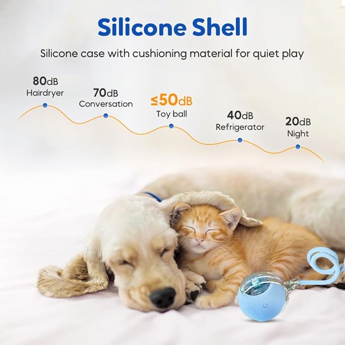 Smart Interactive Cat Toy Ball with Auto Obstacle Avoidance, 2 Mode Rolling Rechargeable Toy to Relieve Boredom, Quiet Durable Toy for Indoor Cats (Yellow)