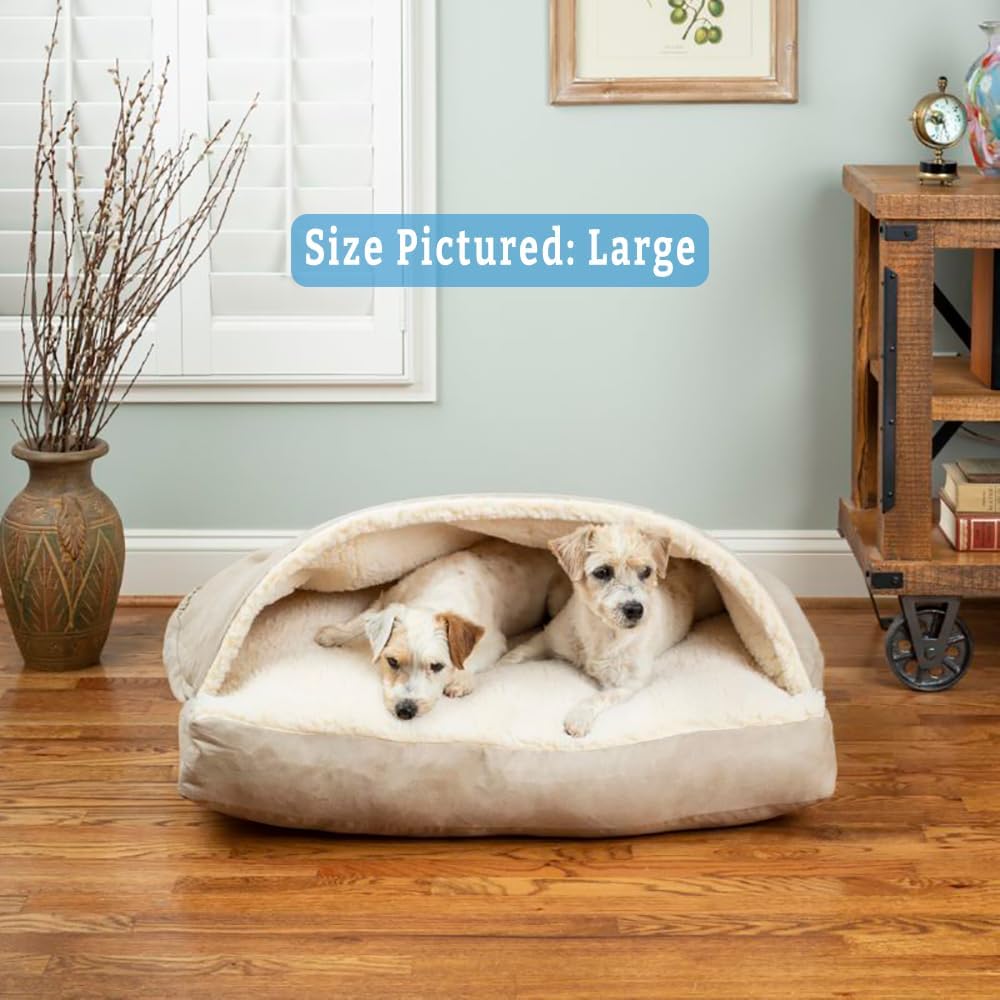 Snoozer Pet Products Luxury Rectangle Cozy Cave Dog Bed with Microsuede, Small, Buckskin - Pet Explorer