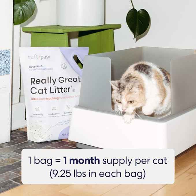 Tuft & Paw Really Great Cat Litter, Low Tracking Tofu Cat Litter, Clumping, Flushable, Odor Control, Dust-Free - 9.25lbs x 2Bags (Natural Lavender)