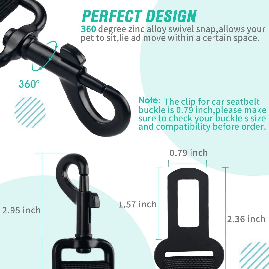 COOYOO Dog Seat Belt,Retractable Dog Car Harness Seat Belt for Car Adjustable Nylon Pet Safety Seat Belts Heavy Duty & Elastic Bungee Buffer - Pet Explorer