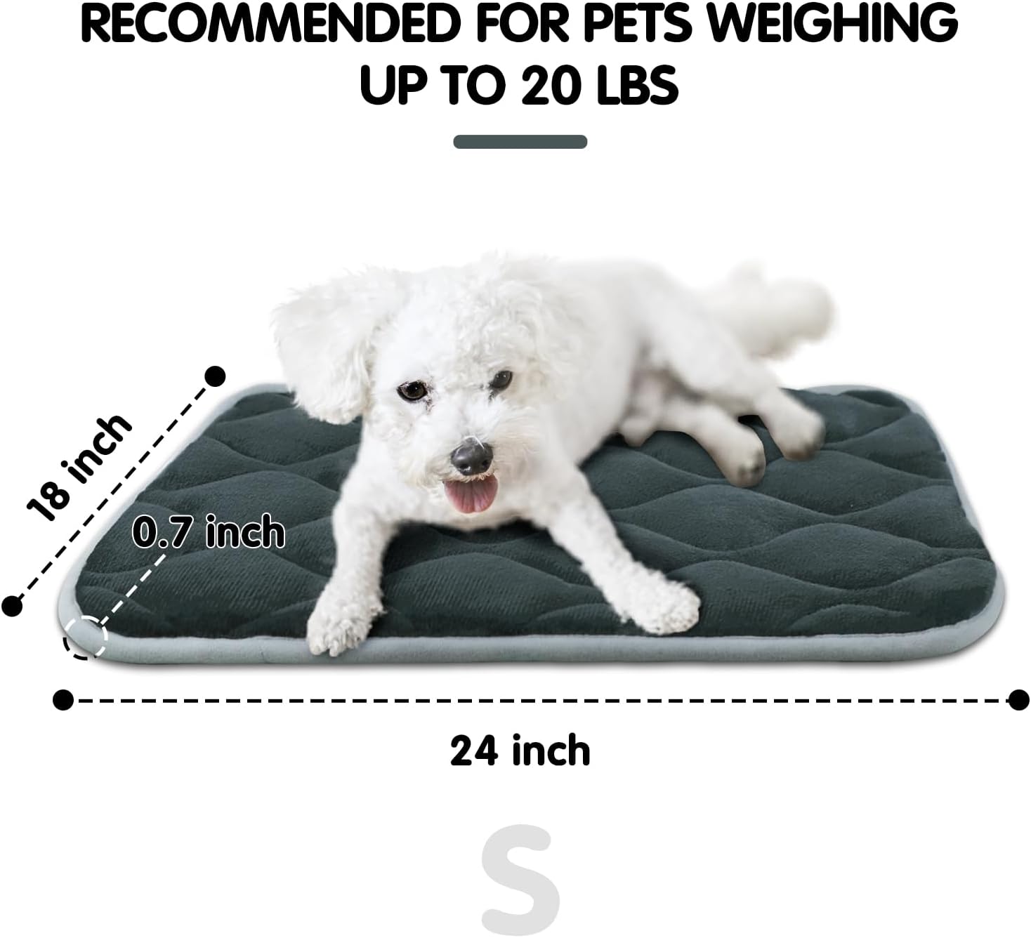 furrybaby Dog Crate Pad for Dog Cages Flat Crate Mat Kennel Pad with Anti-Slip Bottom Machine Washable for Pet Bed Sleeping (S 24x18'', Grey Mat) - Pet Explorer