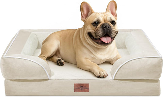Comfort Expression Small Dog Beds Waterproof Orthopedic Foam Dog Sofa Beds for Medium Dogs Comfy Pet Bed with Washable Removable Cover & Non-Slip Bottom(Small,Beige) - Pet Explorer
