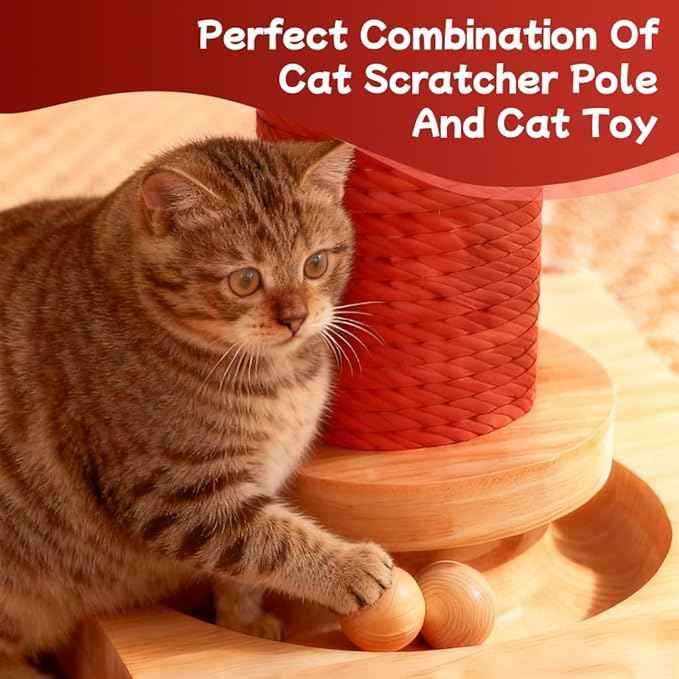 Premium Natural Hemp Double Pagoda Cat Scratcher, Durable Scratching Post for Indoor Cats, Stable Climbing Pole, Furniture Protector, Cat and Kitten Play Tower and Activity Center