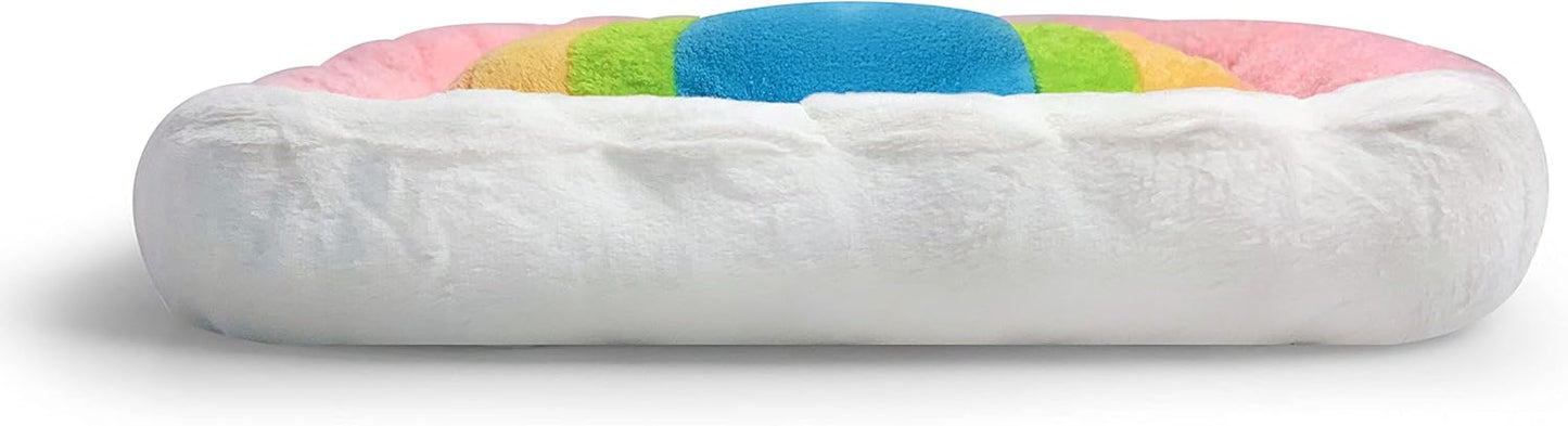 TONBO Soft Plush Small Cute and Cozy Nature Dog Cat Bed, Washer and Dryer Friendly (Rainbow) - Pet Explorer